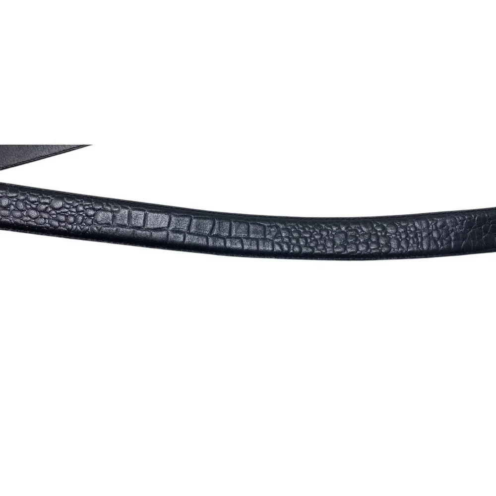 Greg Norman Mens Black Genuine Leather Croc Print Belt Size 37